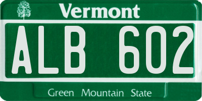 VT license plate ALB602