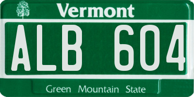 VT license plate ALB604