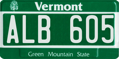 VT license plate ALB605