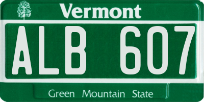 VT license plate ALB607