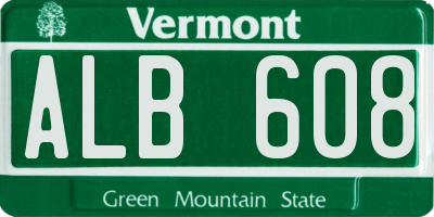 VT license plate ALB608