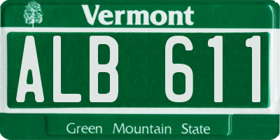 VT license plate ALB611