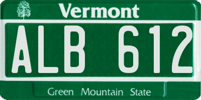 VT license plate ALB612