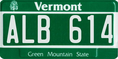 VT license plate ALB614