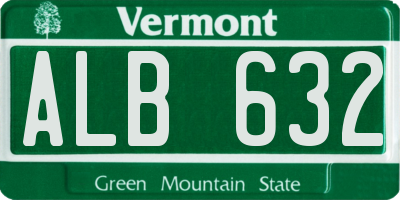 VT license plate ALB632