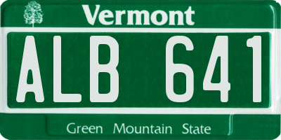 VT license plate ALB641