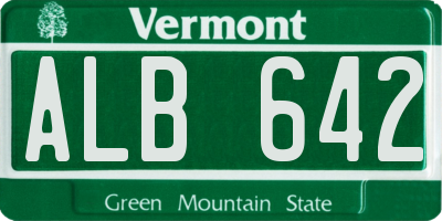 VT license plate ALB642