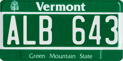 VT license plate ALB643