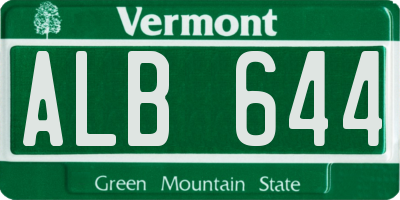 VT license plate ALB644