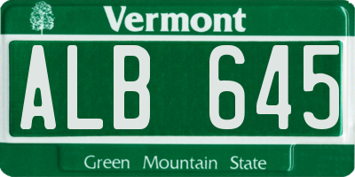 VT license plate ALB645