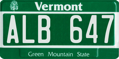 VT license plate ALB647