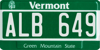 VT license plate ALB649