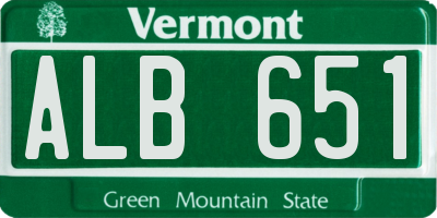 VT license plate ALB651