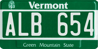 VT license plate ALB654