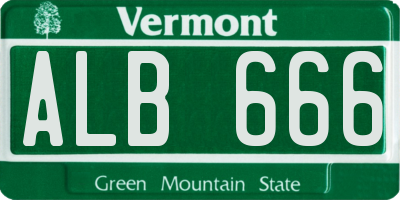 VT license plate ALB666