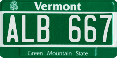 VT license plate ALB667