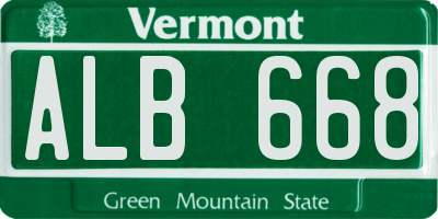 VT license plate ALB668