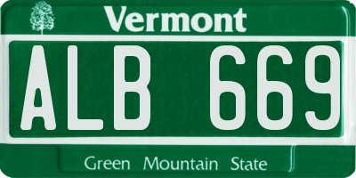 VT license plate ALB669