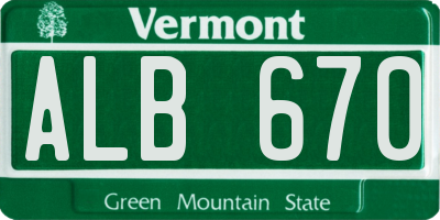 VT license plate ALB670