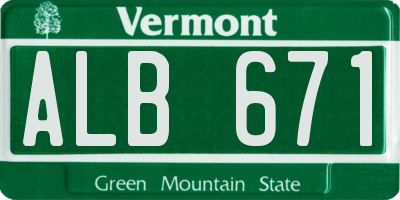 VT license plate ALB671
