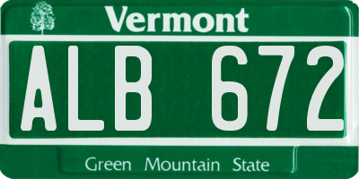 VT license plate ALB672