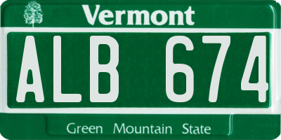 VT license plate ALB674