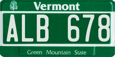 VT license plate ALB678