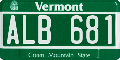 VT license plate ALB681