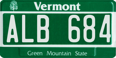 VT license plate ALB684