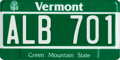 VT license plate ALB701