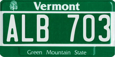 VT license plate ALB703