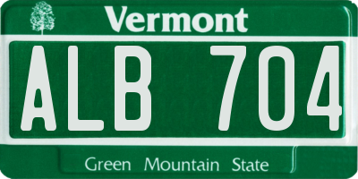 VT license plate ALB704