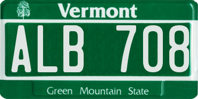 VT license plate ALB708
