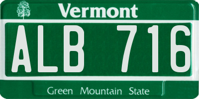 VT license plate ALB716