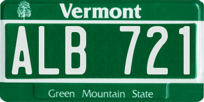 VT license plate ALB721