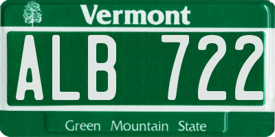 VT license plate ALB722