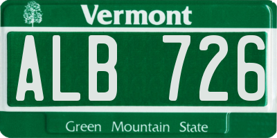 VT license plate ALB726