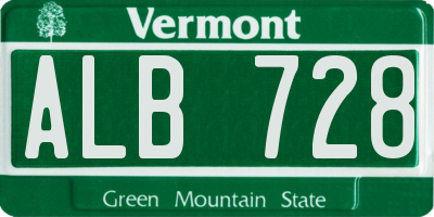 VT license plate ALB728