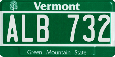 VT license plate ALB732