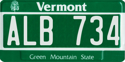 VT license plate ALB734