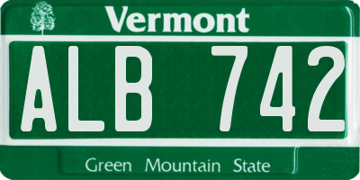 VT license plate ALB742