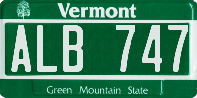 VT license plate ALB747
