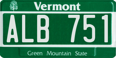 VT license plate ALB751