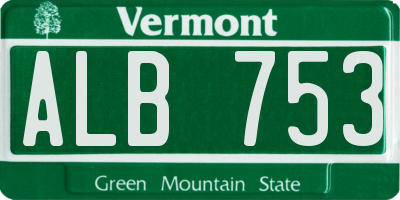 VT license plate ALB753