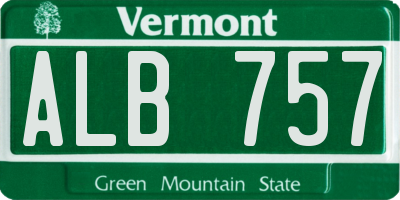 VT license plate ALB757