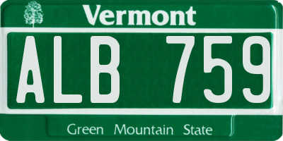 VT license plate ALB759