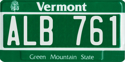 VT license plate ALB761