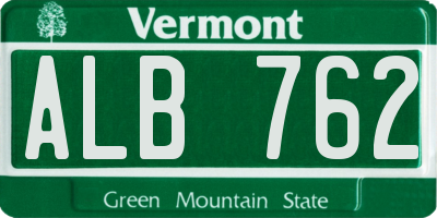 VT license plate ALB762