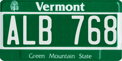 VT license plate ALB768