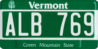 VT license plate ALB769